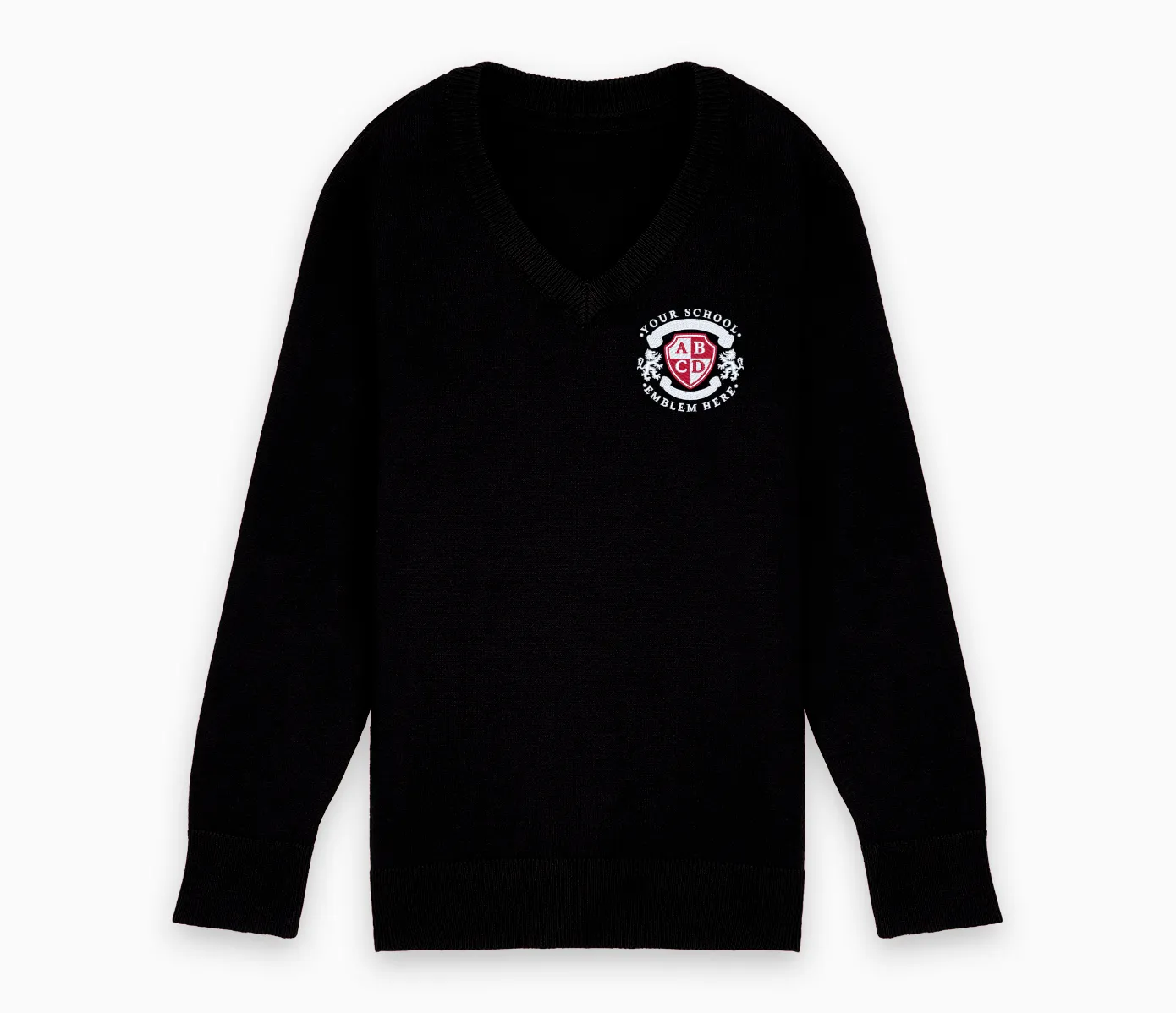 Lightweight V-Neck Cotton Jumper - Black