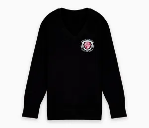 Lightweight V-Neck Cotton Jumper - Black