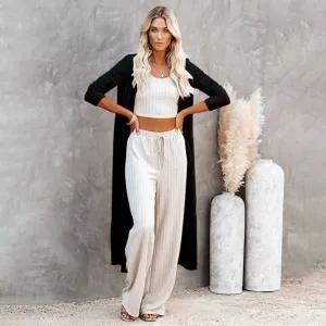 Loose Long Cardigan Five Solid Color Cotton Sweaters
