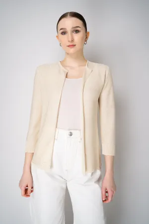 Lorena Antoniazzi Liquid Drape Open Front Cardigan with Tonal Sequin Details in Gold