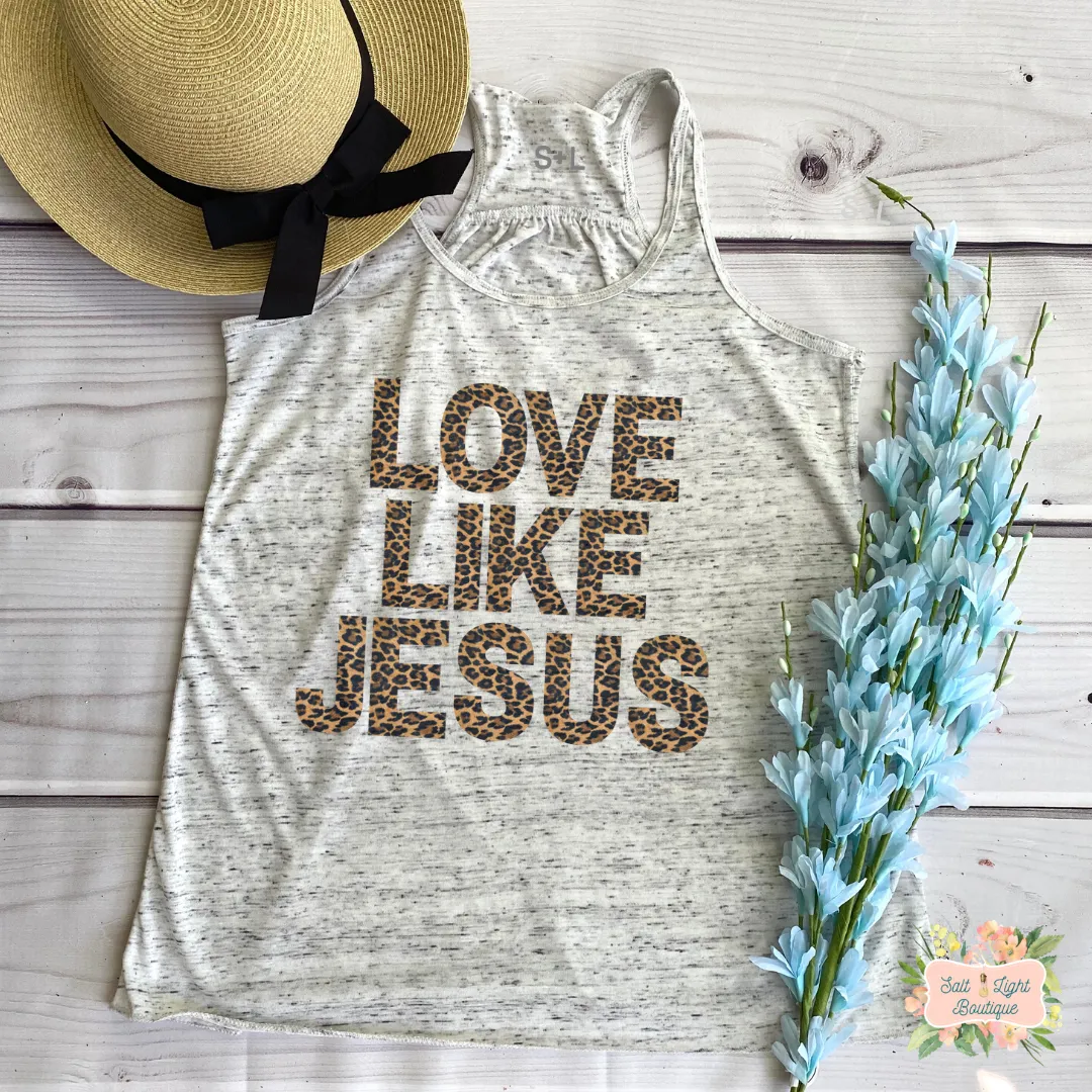 LOVE LIKE JESUS - LEOPARD PRINT | WOMEN'S RACERBACK TANK