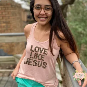 LOVE LIKE JESUS - LEOPARD PRINT | WOMEN'S RACERBACK TANK