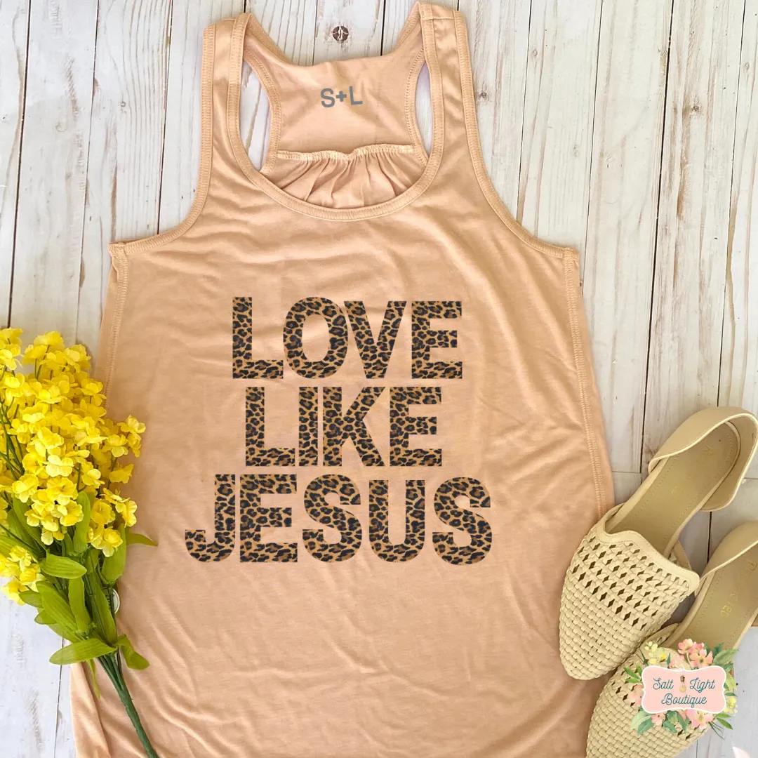 LOVE LIKE JESUS - LEOPARD PRINT | WOMEN'S RACERBACK TANK