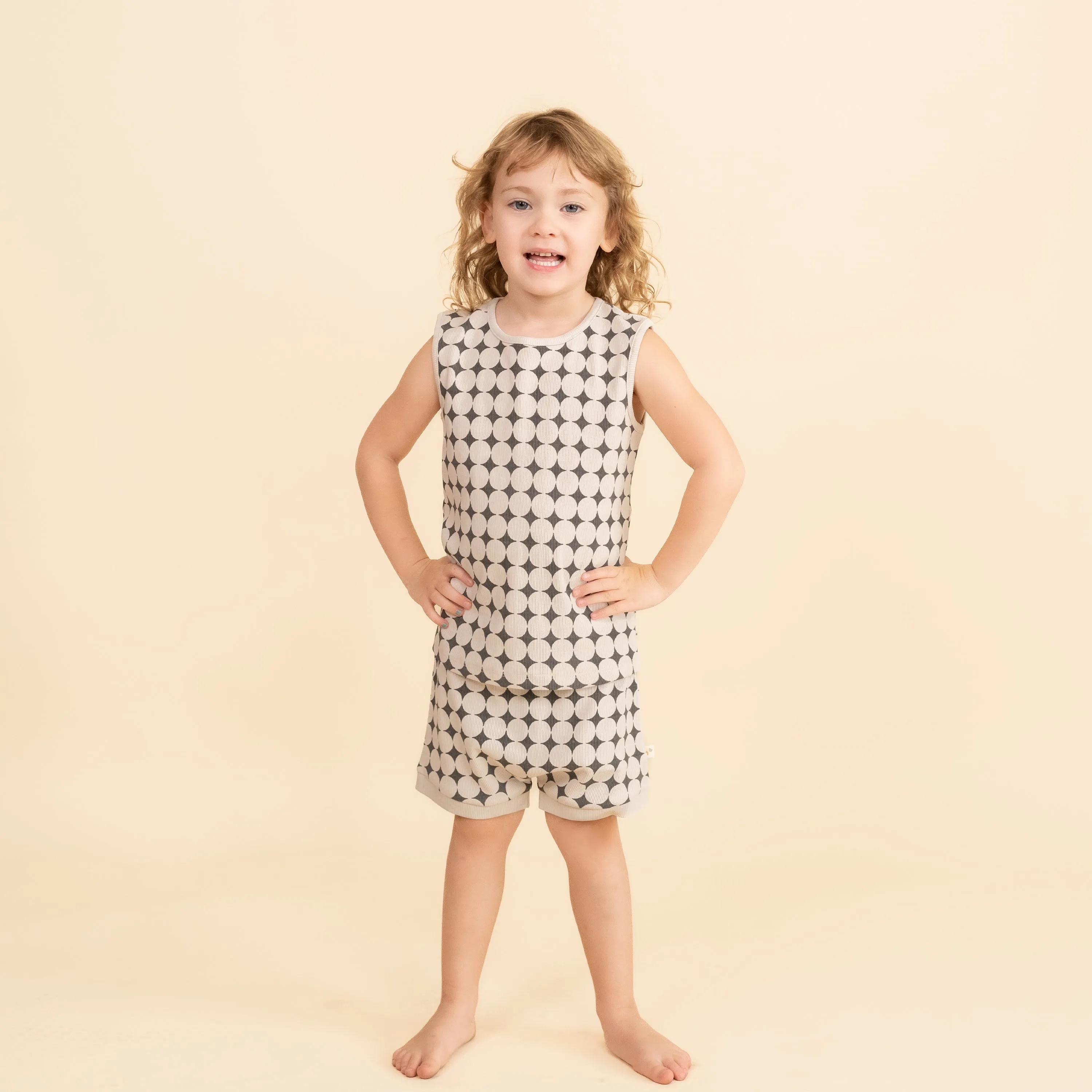 Makemake Organic Tank & Tee Shorts Set | Mod Dots