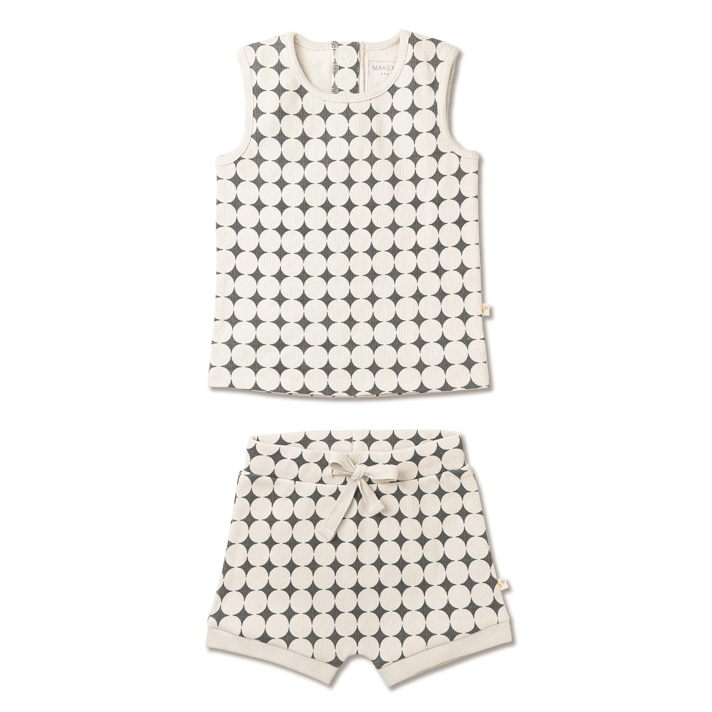 Makemake Organic Tank & Tee Shorts Set | Mod Dots