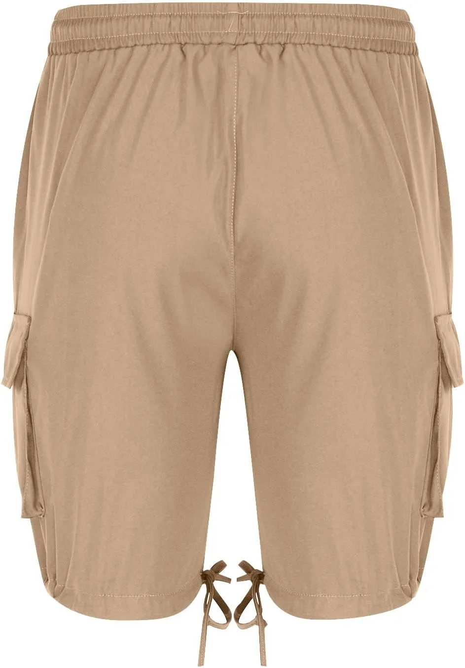 Mens Cargo Shorts 2025 Elastic Drawstring Waist Twill Summer Shorts Classic-fit Hiking Cargo Pants with 4 Pockets