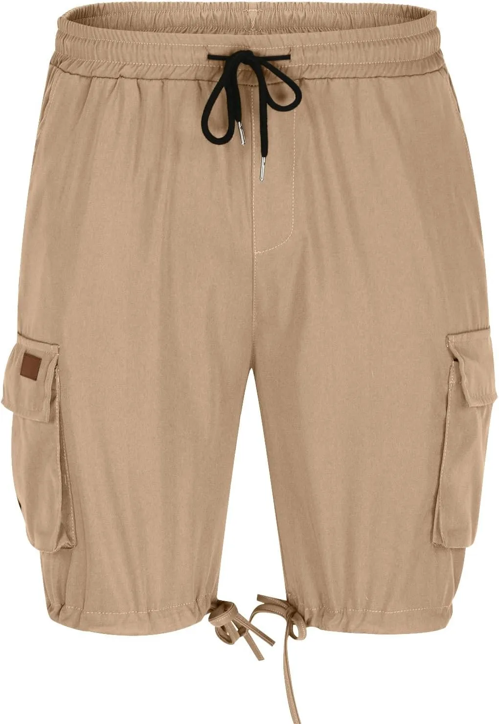 Mens Cargo Shorts 2025 Elastic Drawstring Waist Twill Summer Shorts Classic-fit Hiking Cargo Pants with 4 Pockets