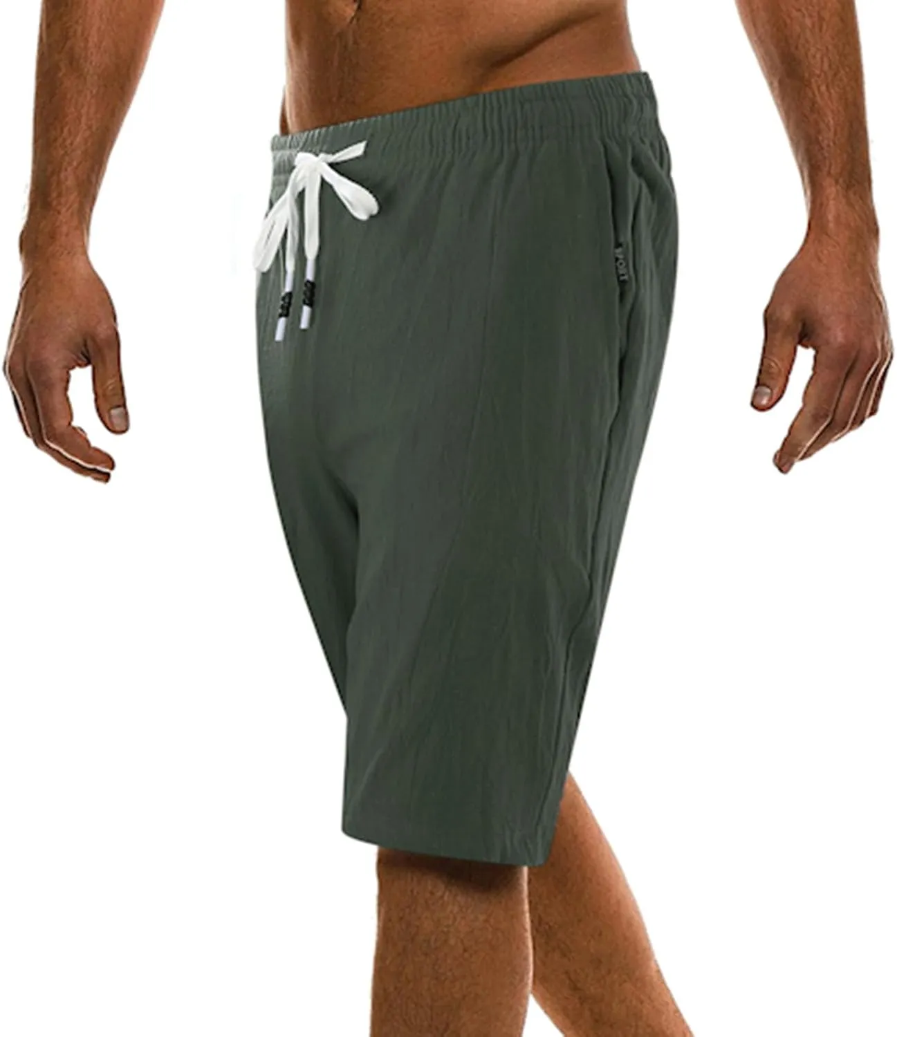 Men's Linen Shorts 2024 Summer Beach Shorts Sweat Shorts Casual Drawstring Lounge Athletic Shorts Comfy Elastic Running Short