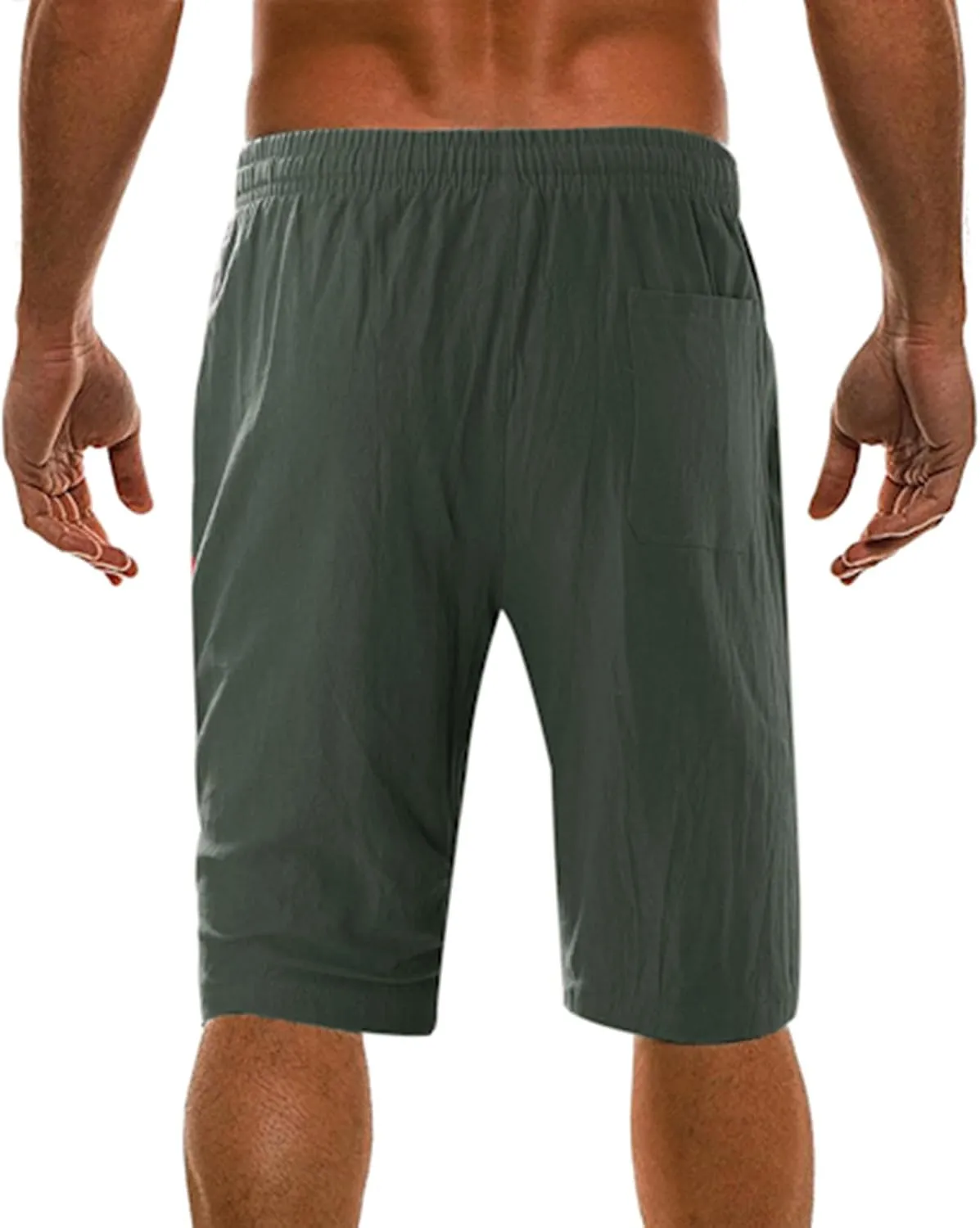 Men's Linen Shorts 2024 Summer Beach Shorts Sweat Shorts Casual Drawstring Lounge Athletic Shorts Comfy Elastic Running Short