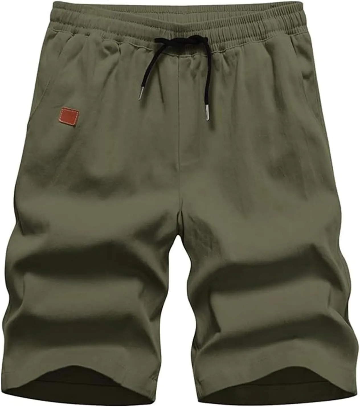 Mens Shorts 7 Inch, Mens Casual Shorts - Cotton Drawstring Summer Beach Stretch Twill Chino Golf Shorts with Pockets