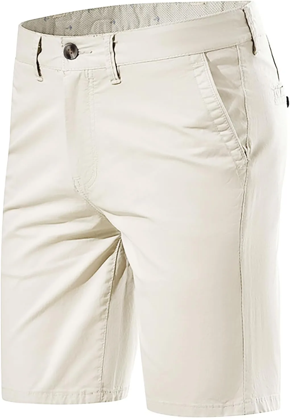 Men's Shorts Casual Chino Pants Straight Leg Slim Fit Work Trousers Waistband Button Plain Bermuda Shorts with Pockets