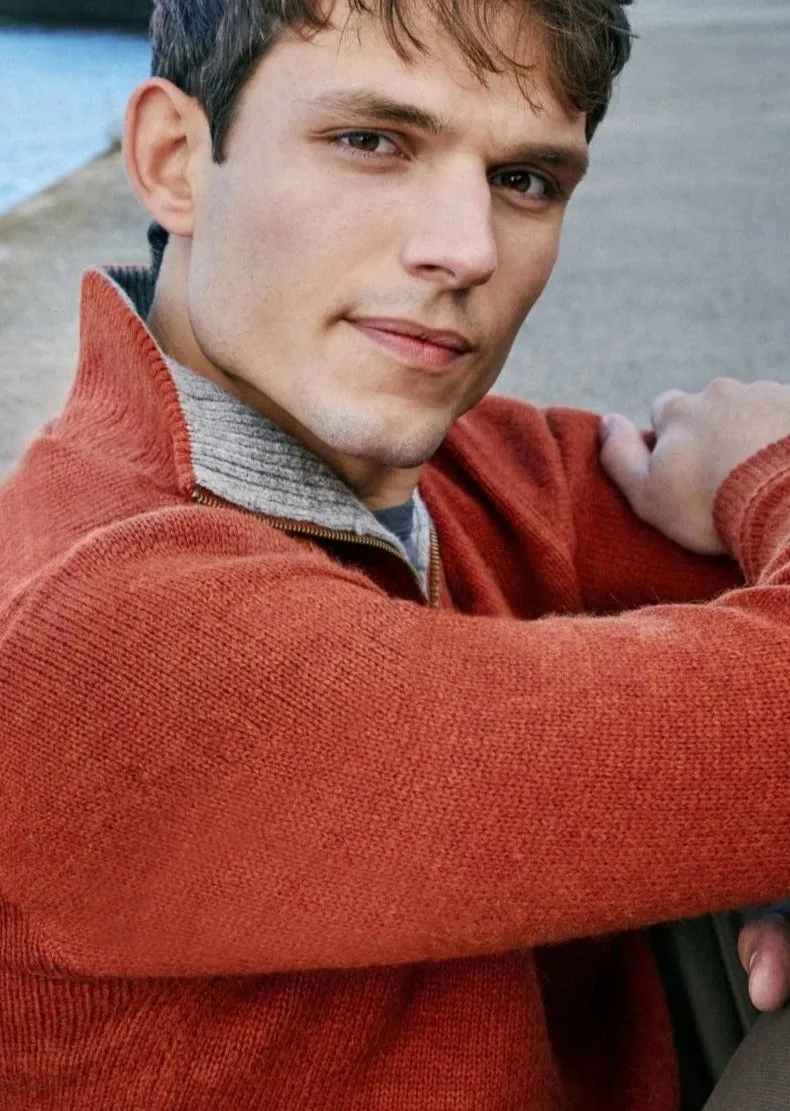 Mens Zip Sweater | Russet - Clearance