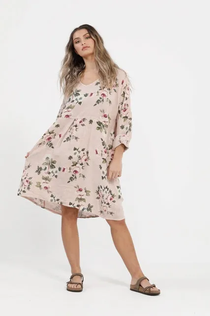 Mia linen dress. Dusty Pink