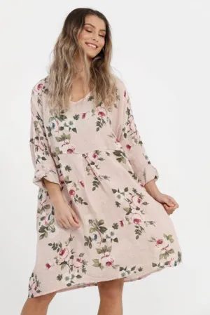 Mia linen dress. Dusty Pink