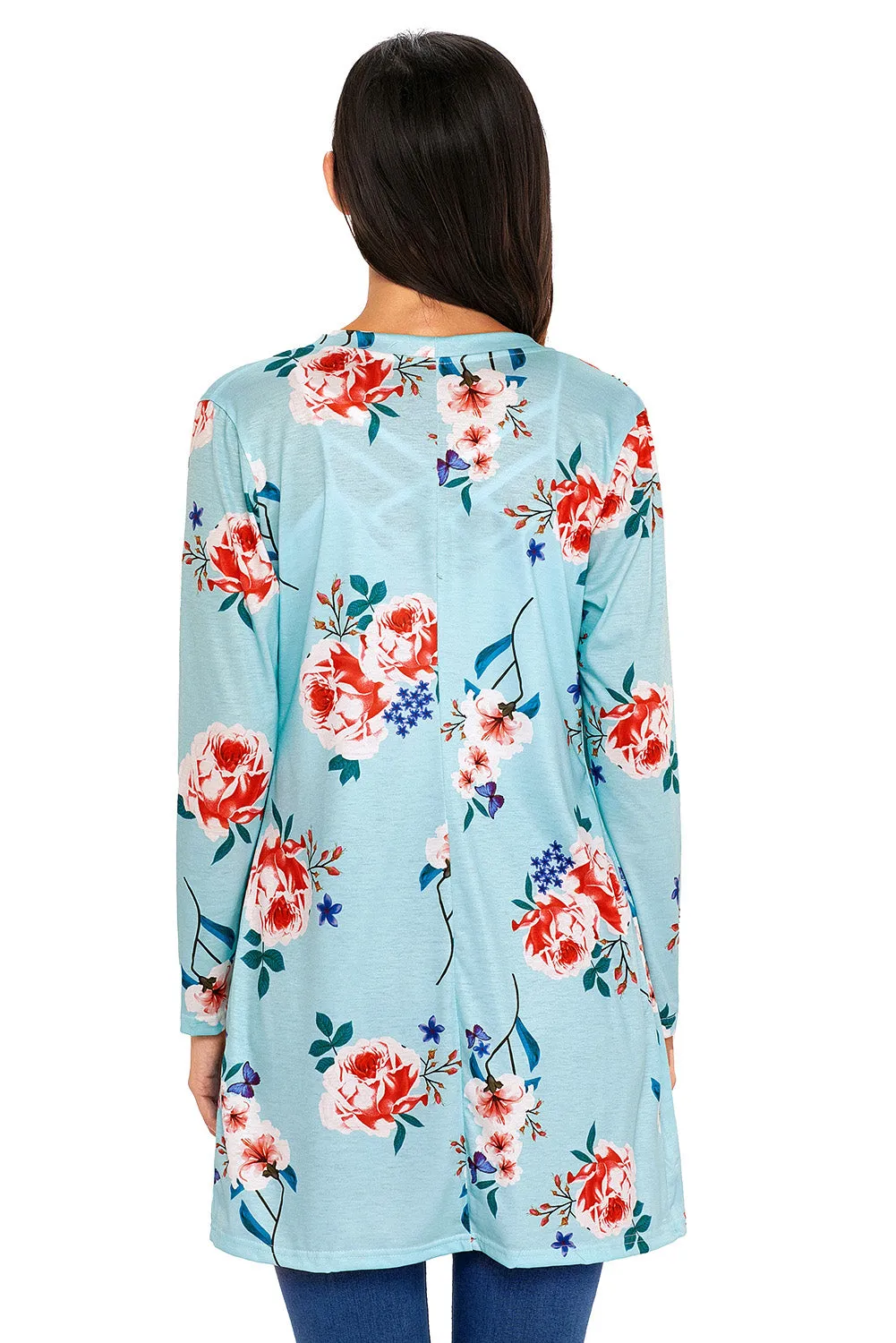 Mint Long Sleeve Floral Cardigan