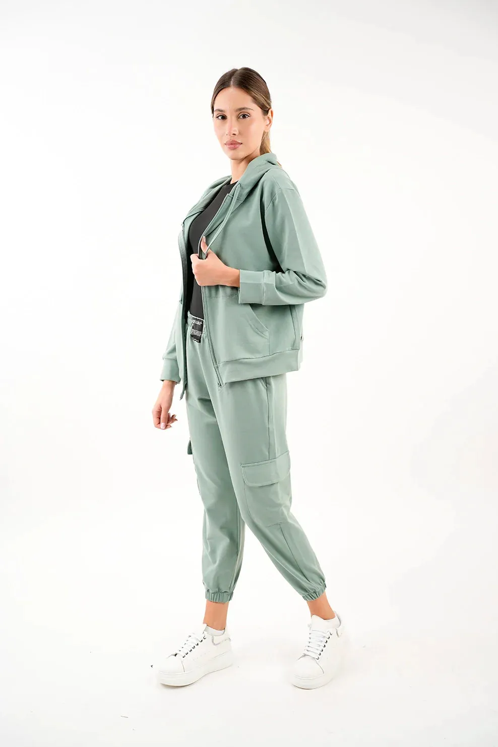 Mint Simple Jacket With Zipper To Close