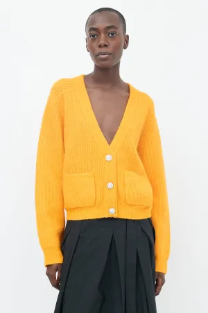 Orange Embellished Ribbed Cardigan