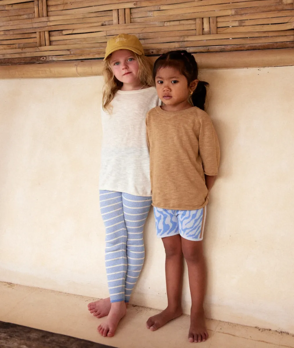 Organic Ribbed Essential Leggings - Marine/Milk