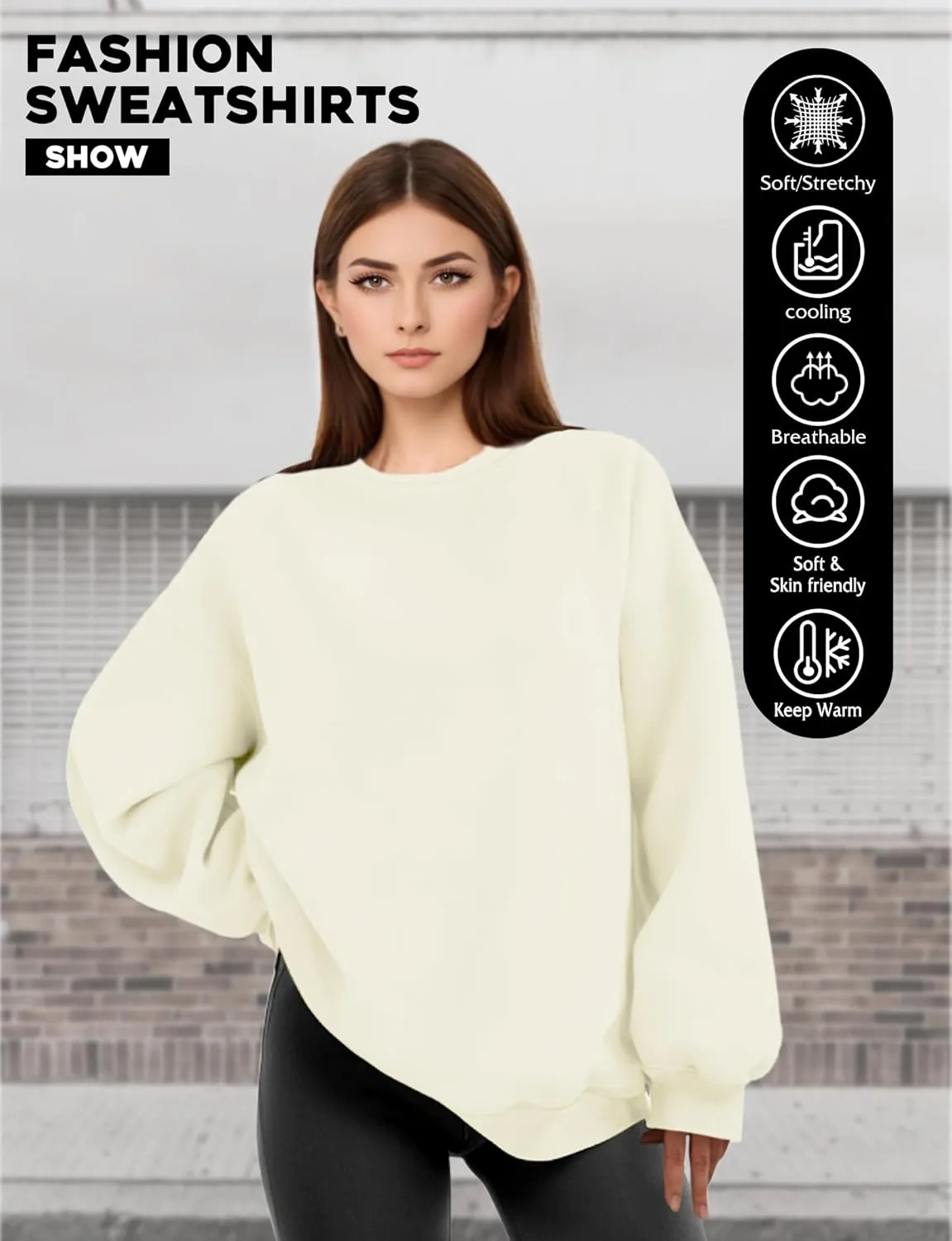 Oversized Sweatshirt for Women, Crewneck Sweatshirts Women Pullover Long Sleeves, Pullover Sweaters Casual Clothes
