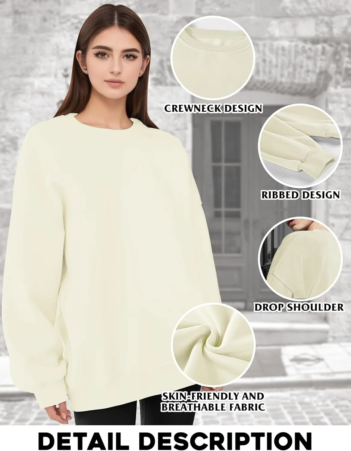 Oversized Sweatshirt for Women, Crewneck Sweatshirts Women Pullover Long Sleeves, Pullover Sweaters Casual Clothes
