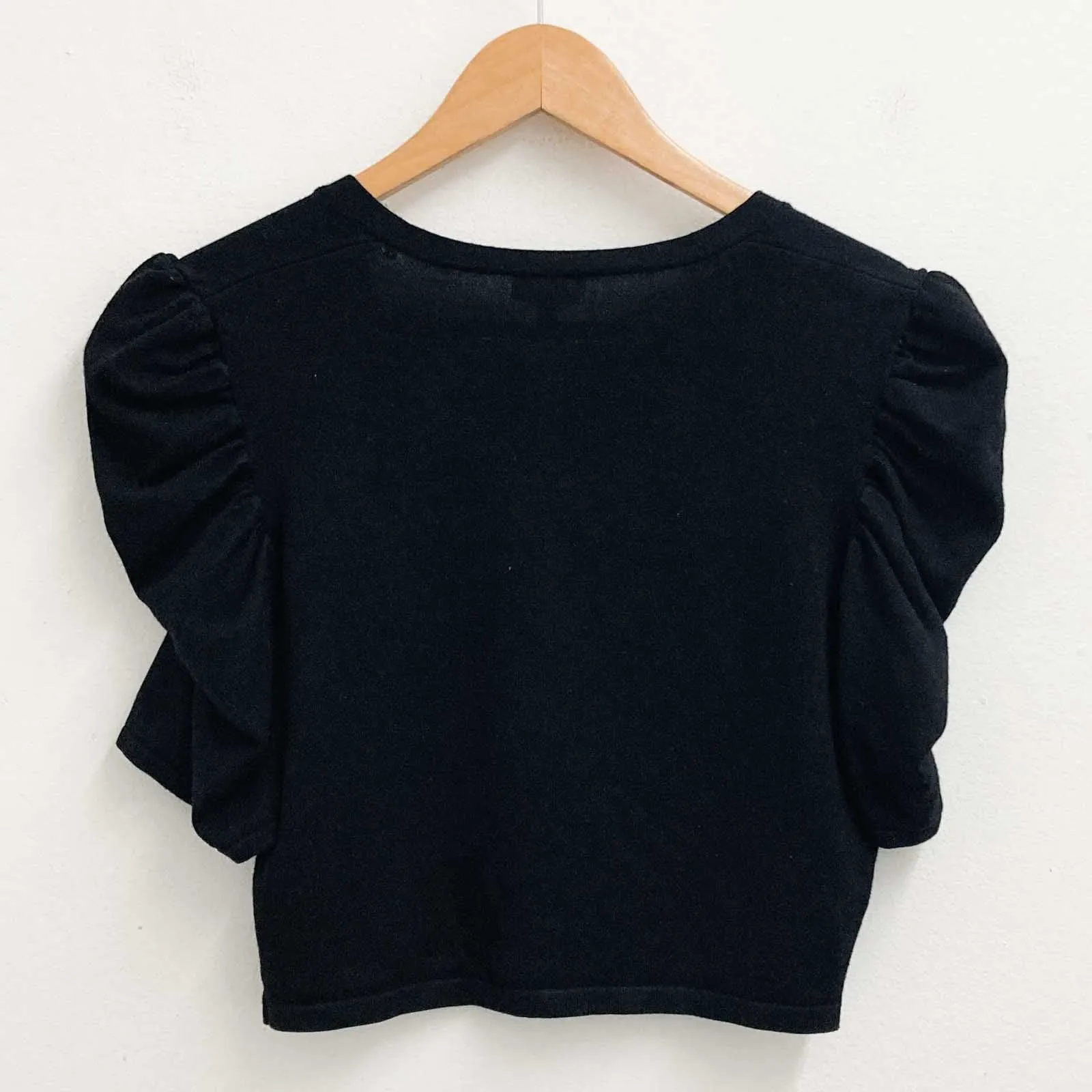 Phase Eight Cardigan Size 10 Black Cropped Short Sleeve Fine Knit