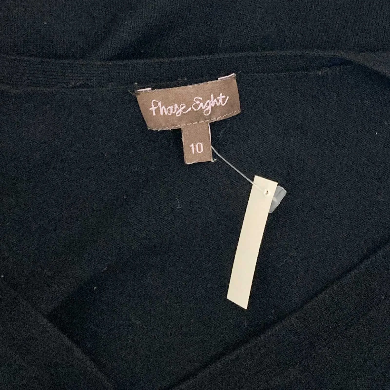 Phase Eight Cardigan Size 10 Black Cropped Short Sleeve Fine Knit
