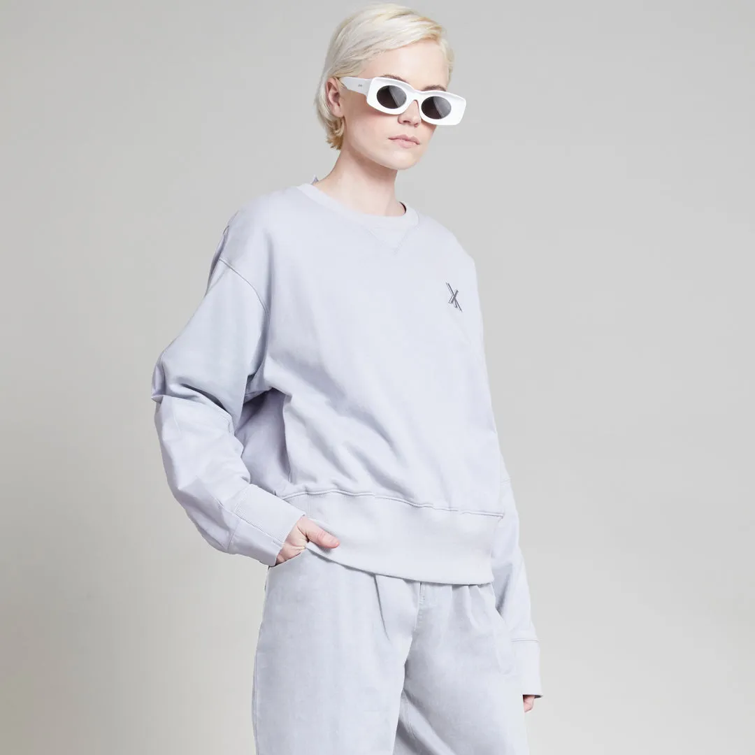 PIERRE MIXED MEDIA PULLOVER QUICKSILVER BLUE