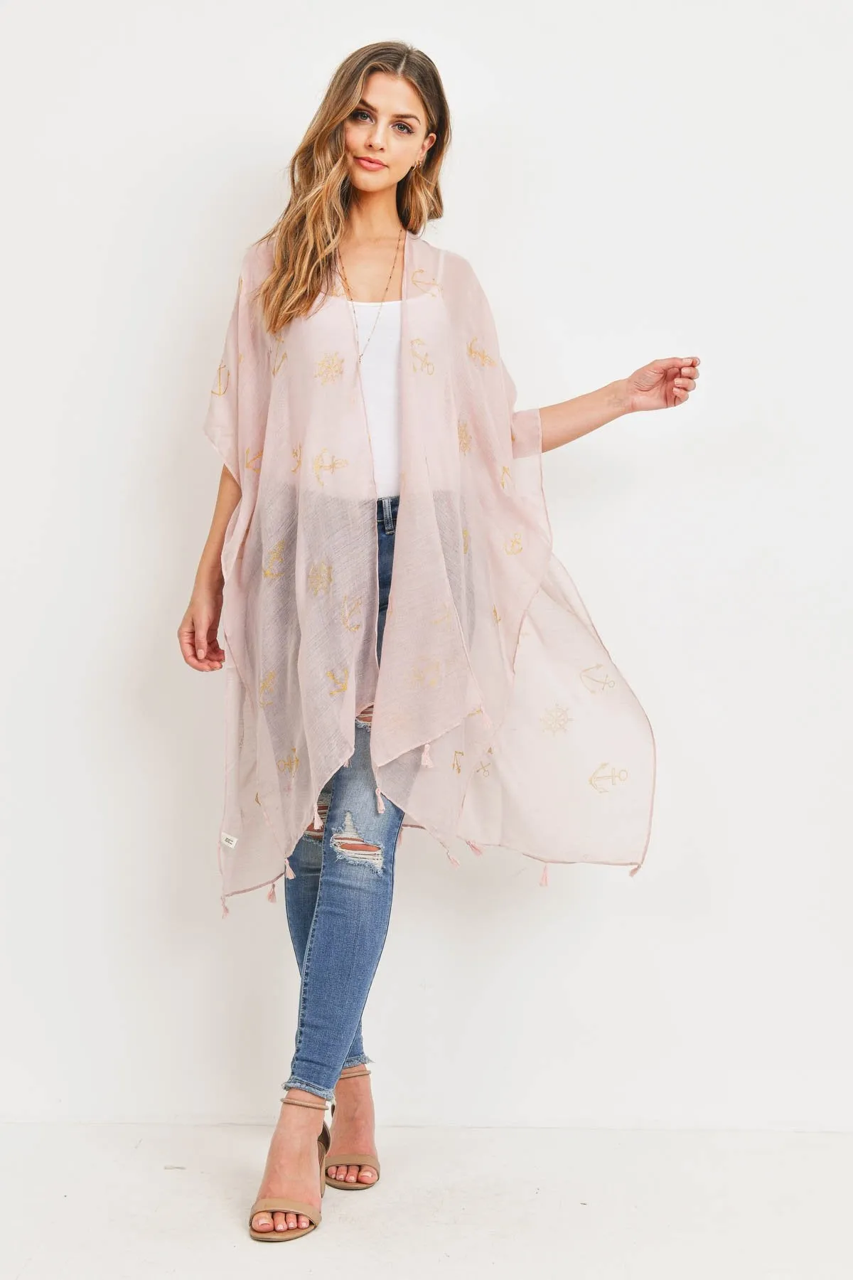Pink Lightweight Anchor & Leaf Beach Cover Ups
