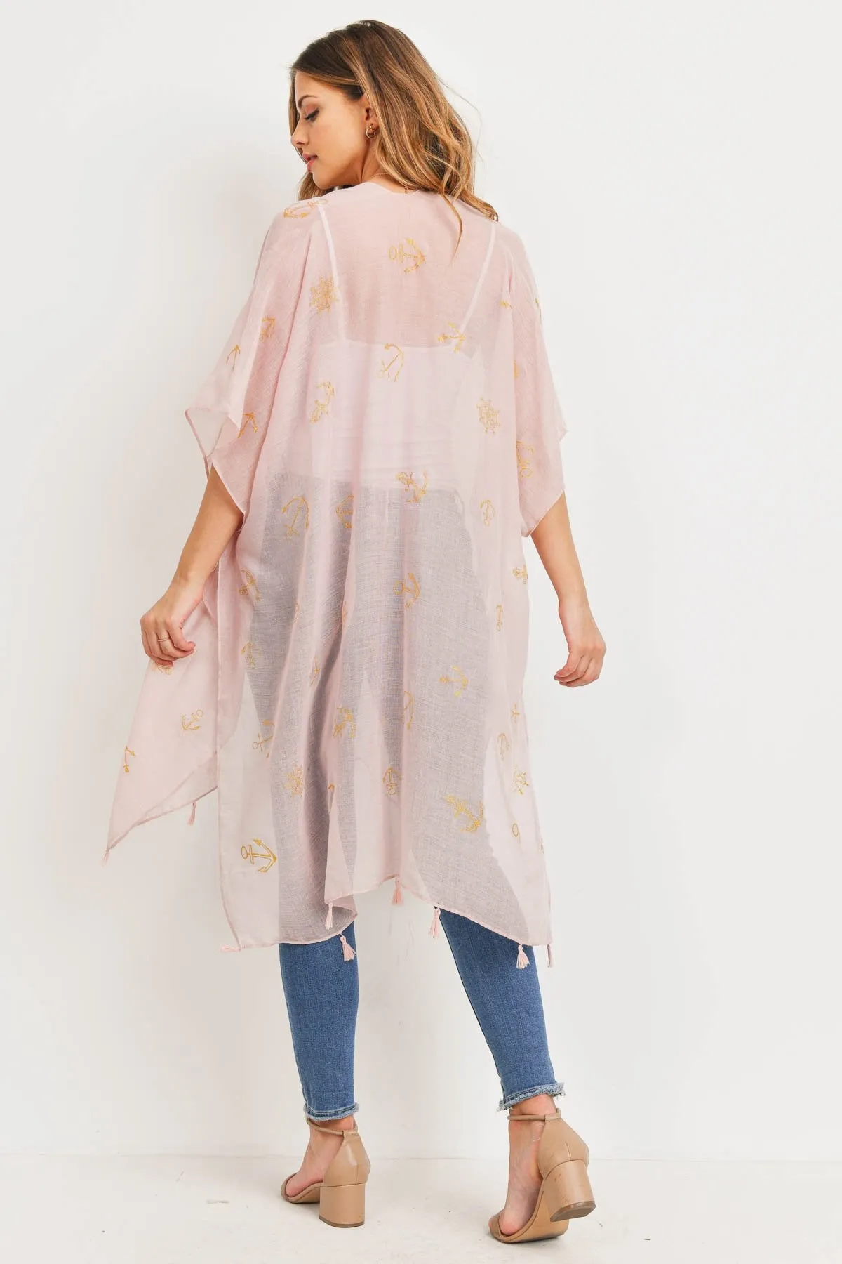 Pink Lightweight Anchor & Leaf Beach Cover Ups