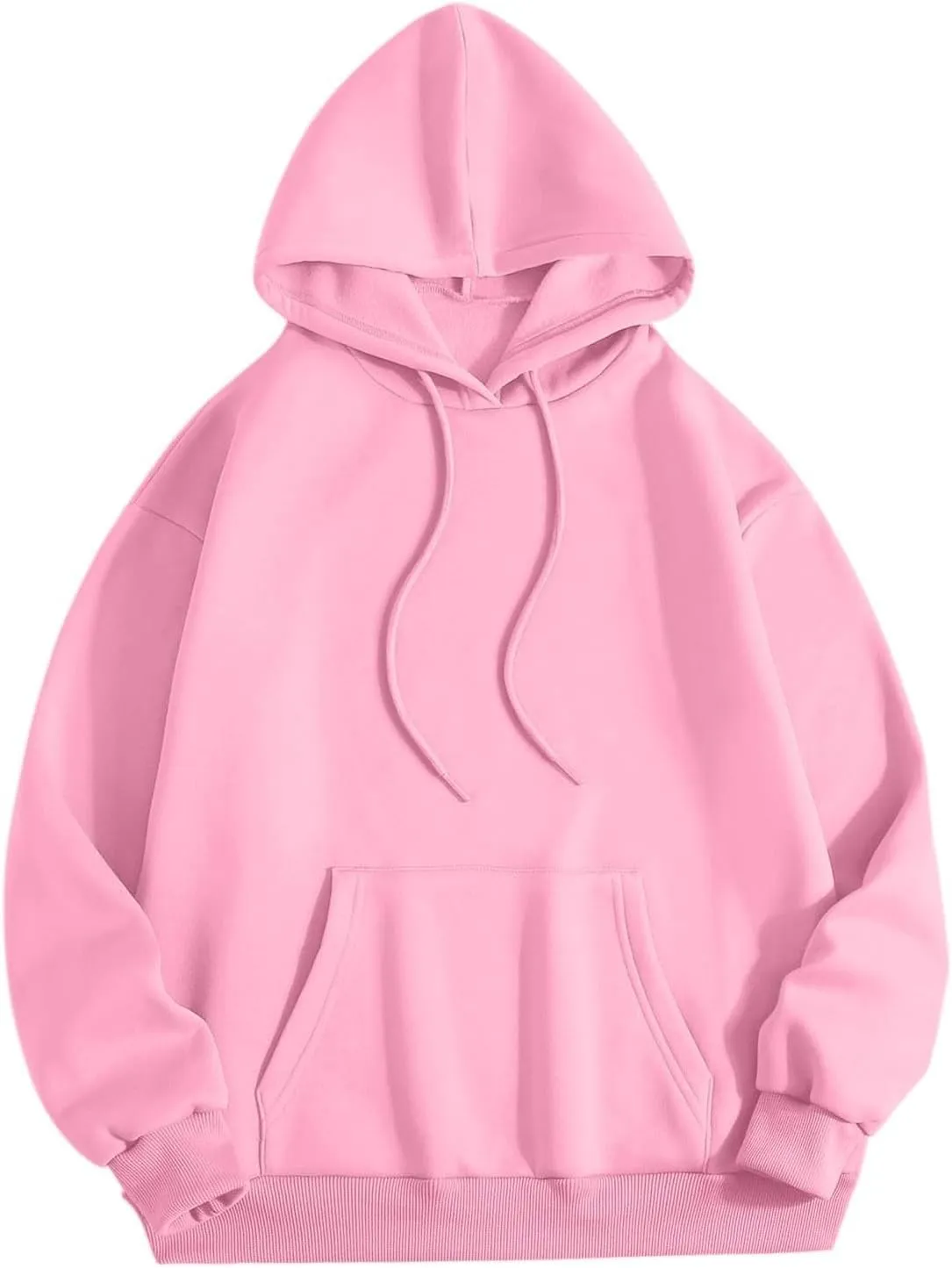 Pink Palm Puff Hoodie Real Women Oversized Sweatshirts Pullover Hoodies Fleece Sweaters Long Sleeve With Pockets