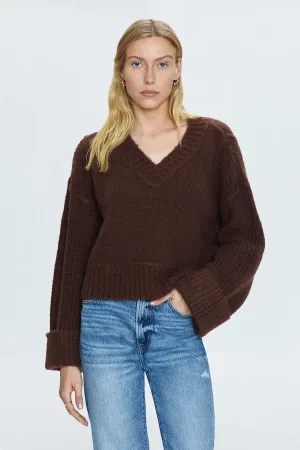 PIS Joy Boxy Cropped Sweater in Dark Roast