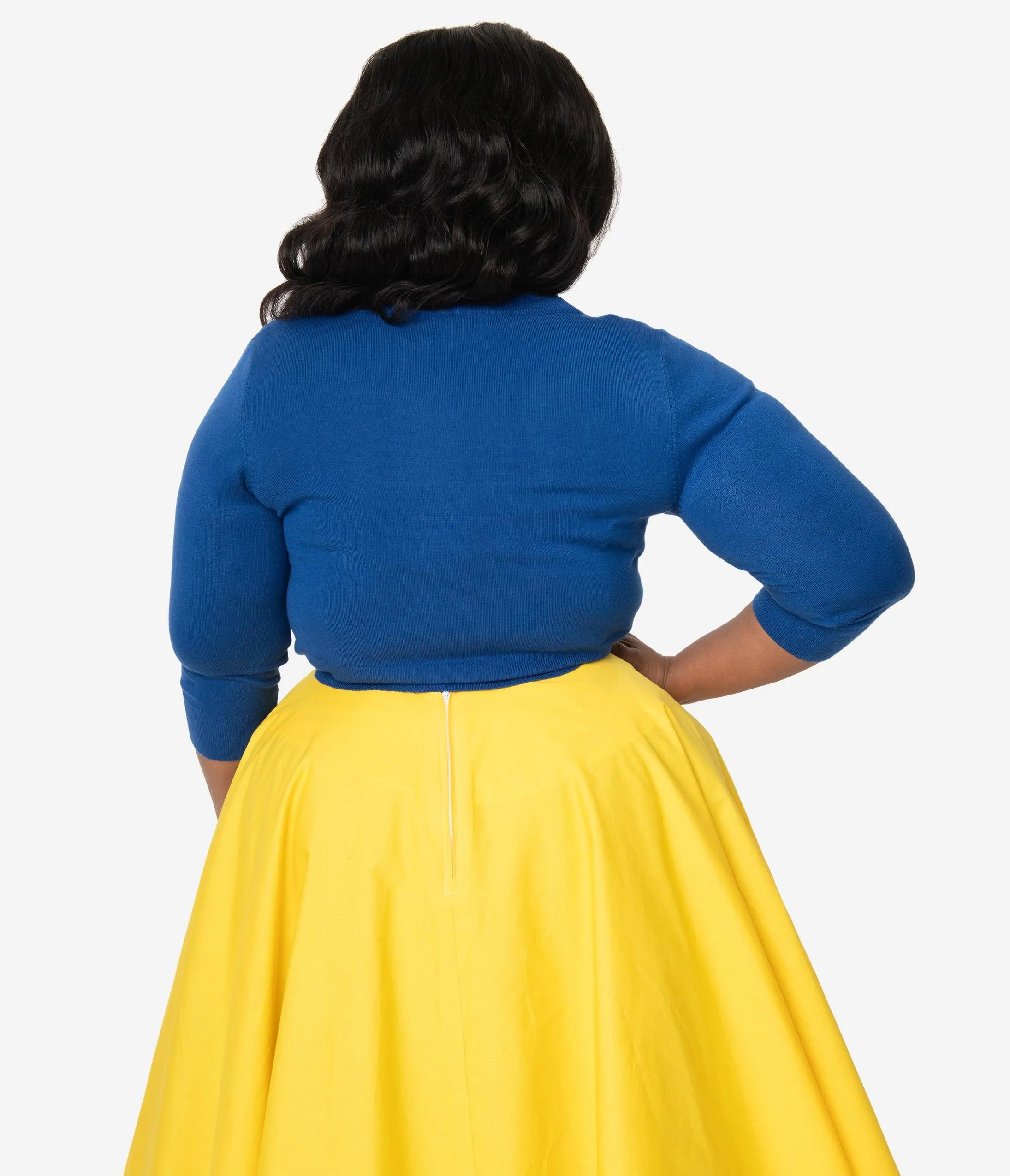 Plus Size Royal Blue Button Up Crop Cardigan
