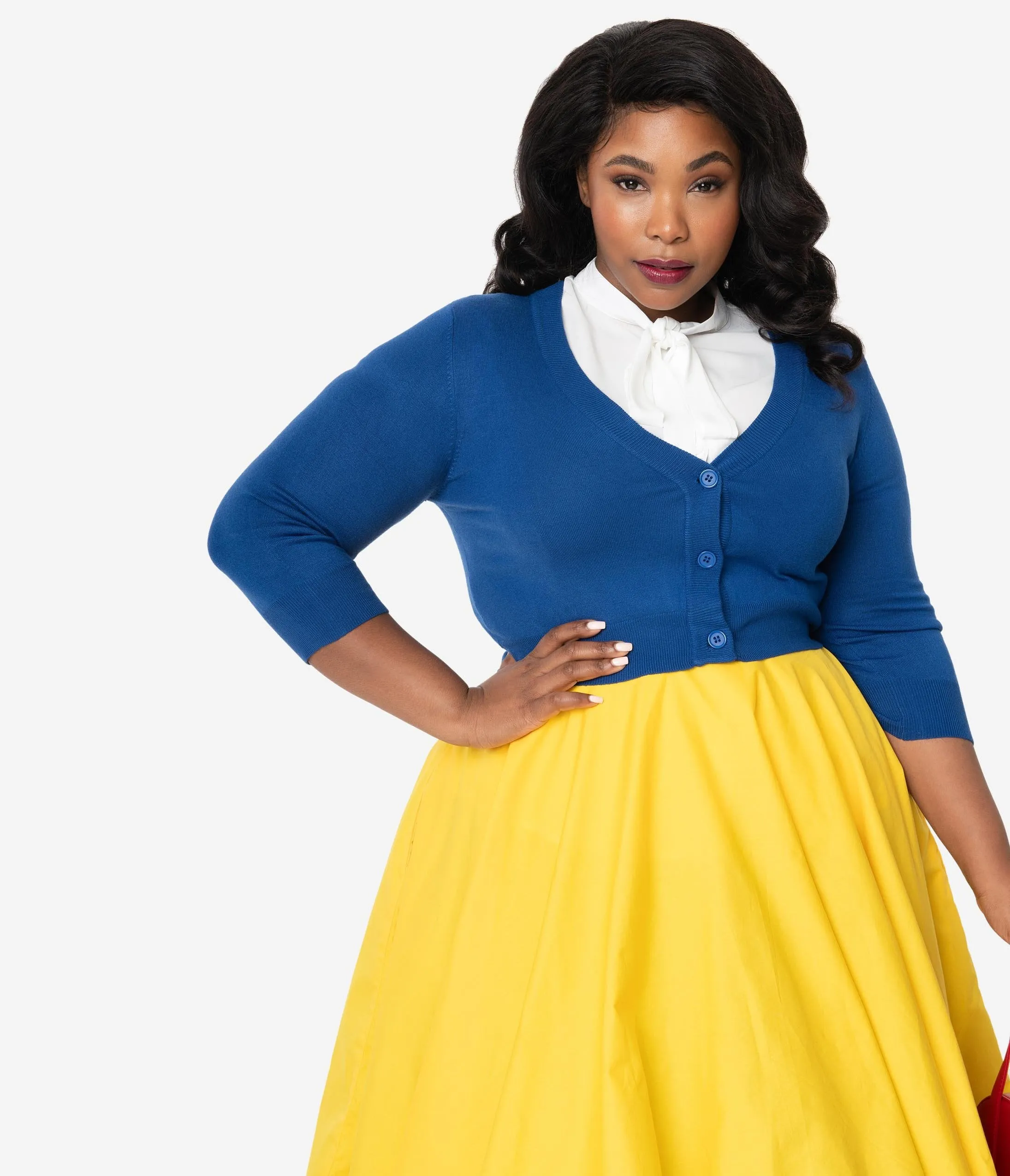 Plus Size Royal Blue Button Up Crop Cardigan