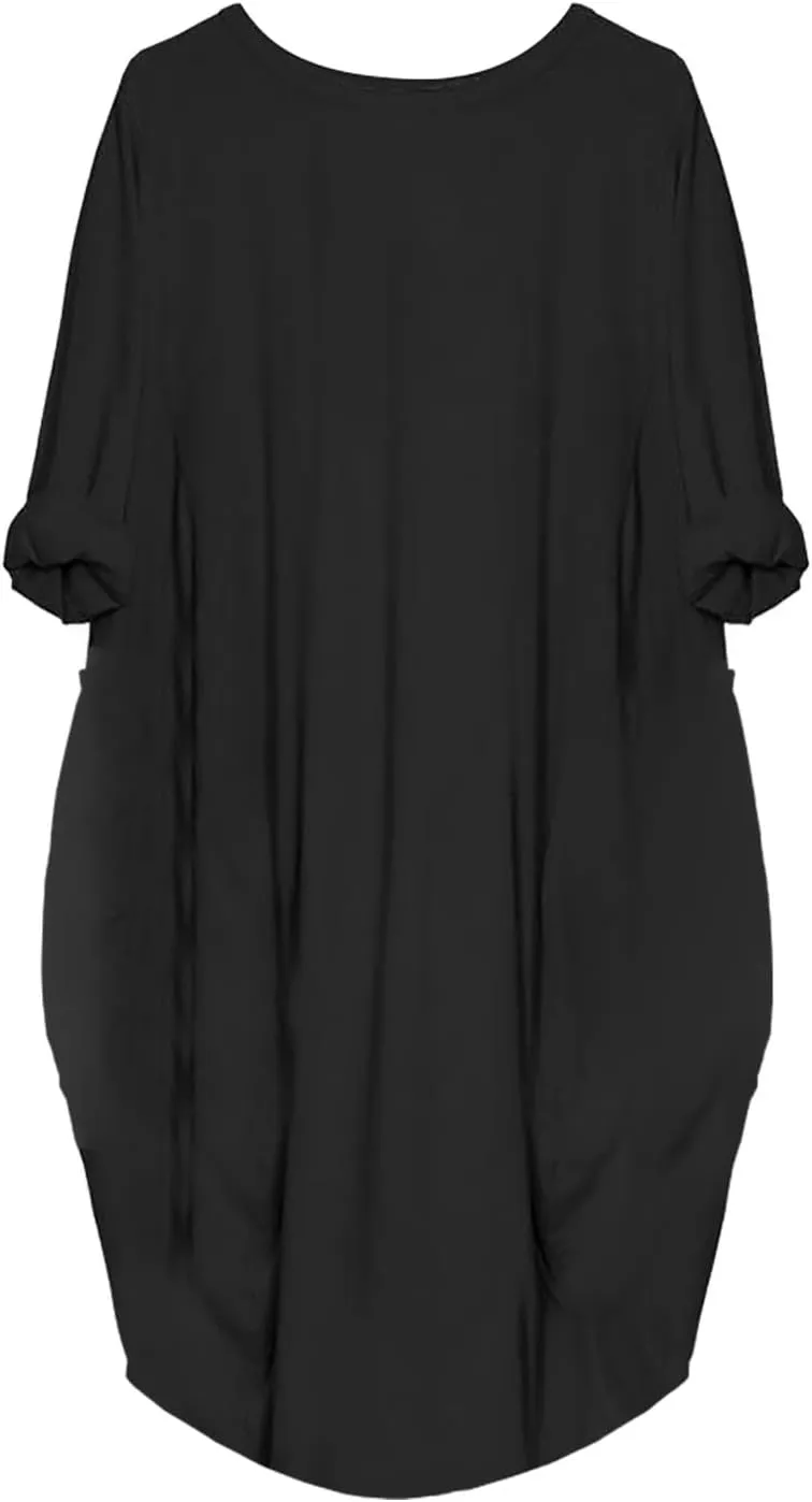 Pop Summer Pub Dress Womens Short Sleeve Tunic Relaxed Fit Dresses for Ladies Scoop Neck Coloured Comfortable