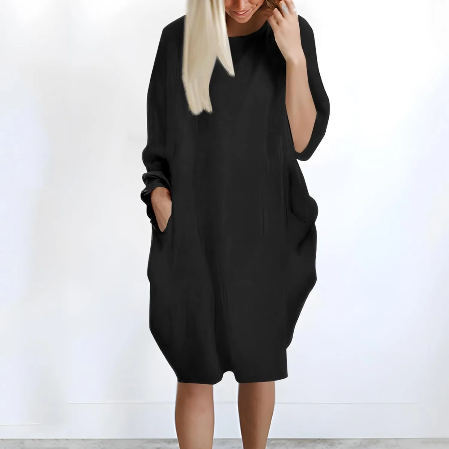 Pop Summer Pub Dress Womens Short Sleeve Tunic Relaxed Fit Dresses for Ladies Scoop Neck Coloured Comfortable