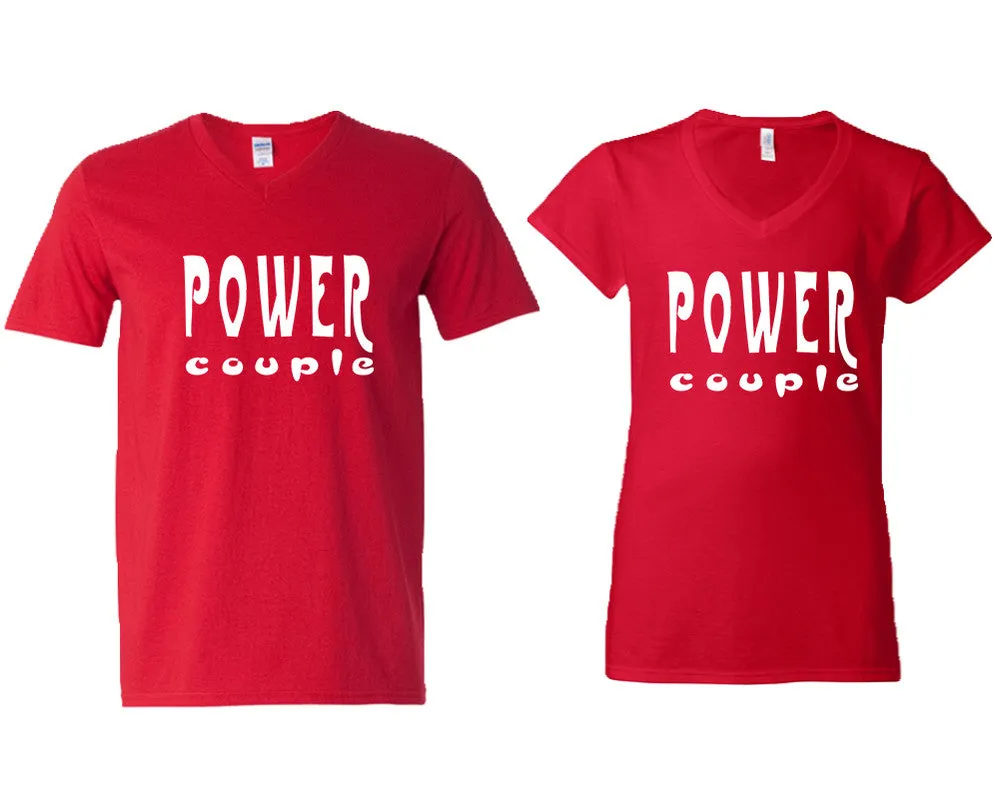 Power Couple V-Neck T-Shirts – Couple Matching Styles Sold Separately | Available in Multiple Sizes & Colors
