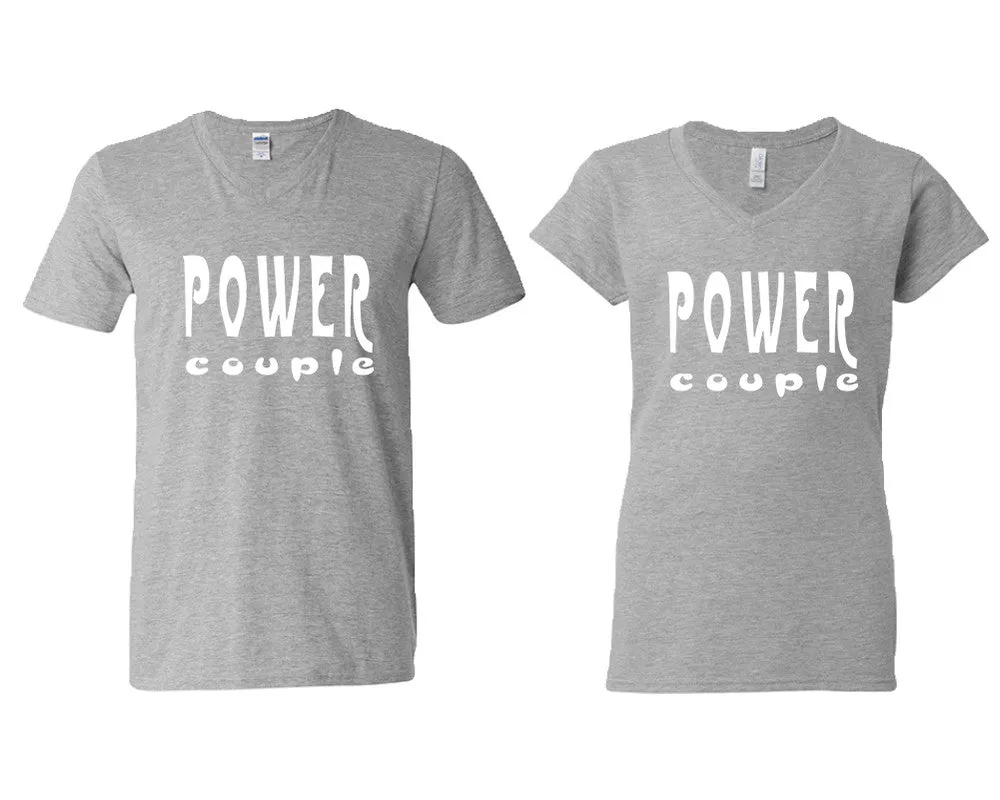 Power Couple V-Neck T-Shirts – Couple Matching Styles Sold Separately | Available in Multiple Sizes & Colors