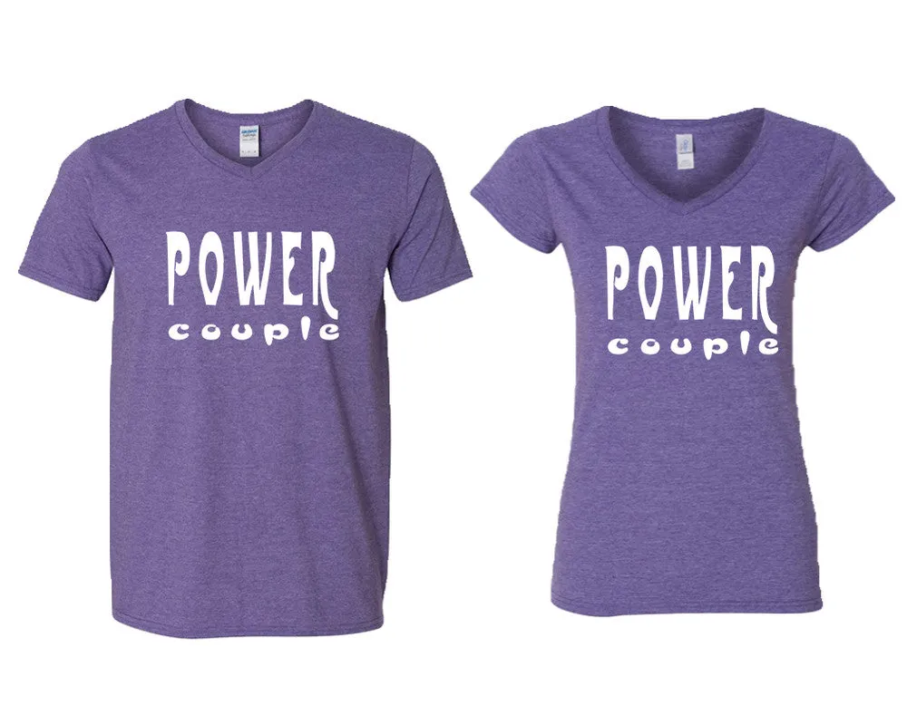 Power Couple V-Neck T-Shirts – Couple Matching Styles Sold Separately | Available in Multiple Sizes & Colors