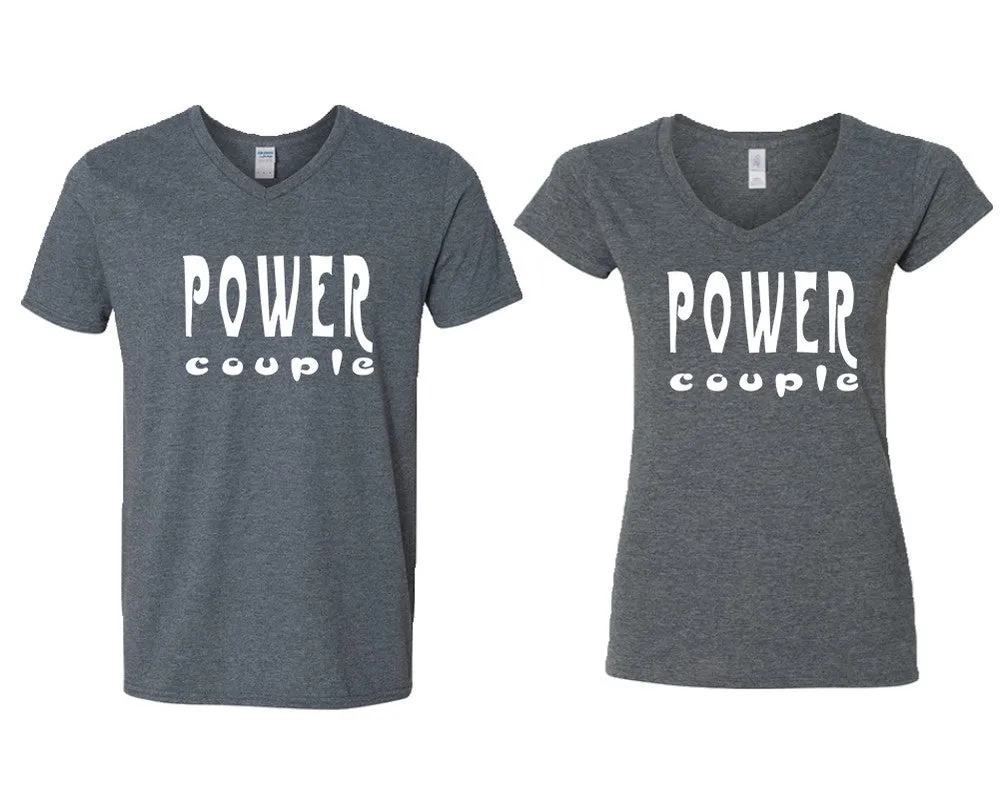 Power Couple V-Neck T-Shirts – Couple Matching Styles Sold Separately | Available in Multiple Sizes & Colors