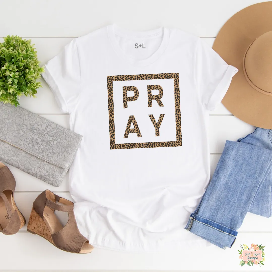 PRAY - LEOPARD PRINT - SLEEVE WOMEN'S T-SHIRT | UNISEX CUT