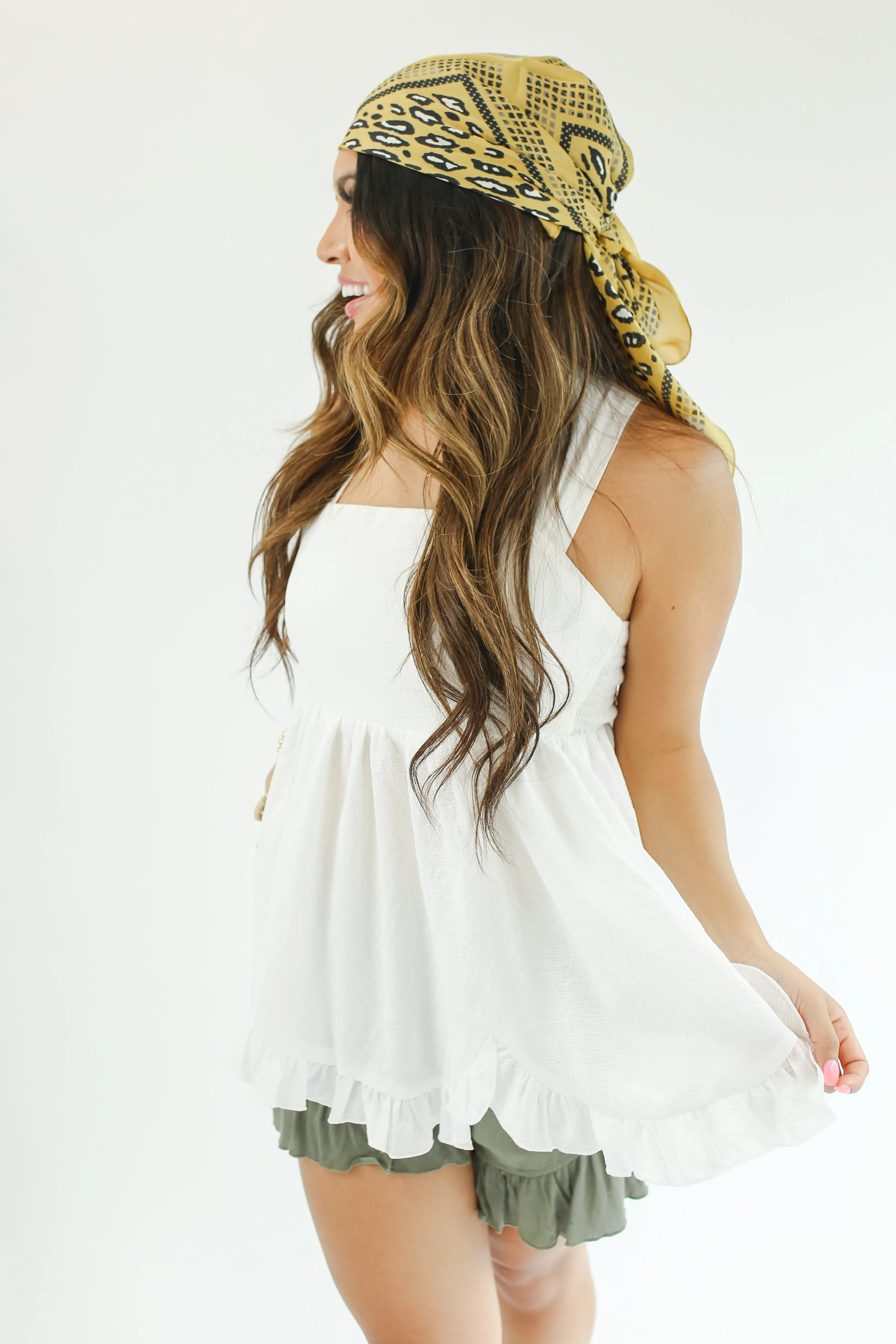 Precious Ruffle Tank In White