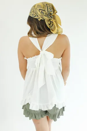 Precious Ruffle Tank In White