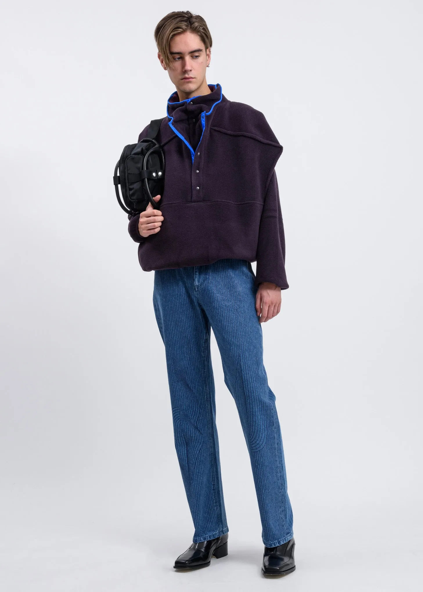 Purple Fleece Pop-Up Sweater