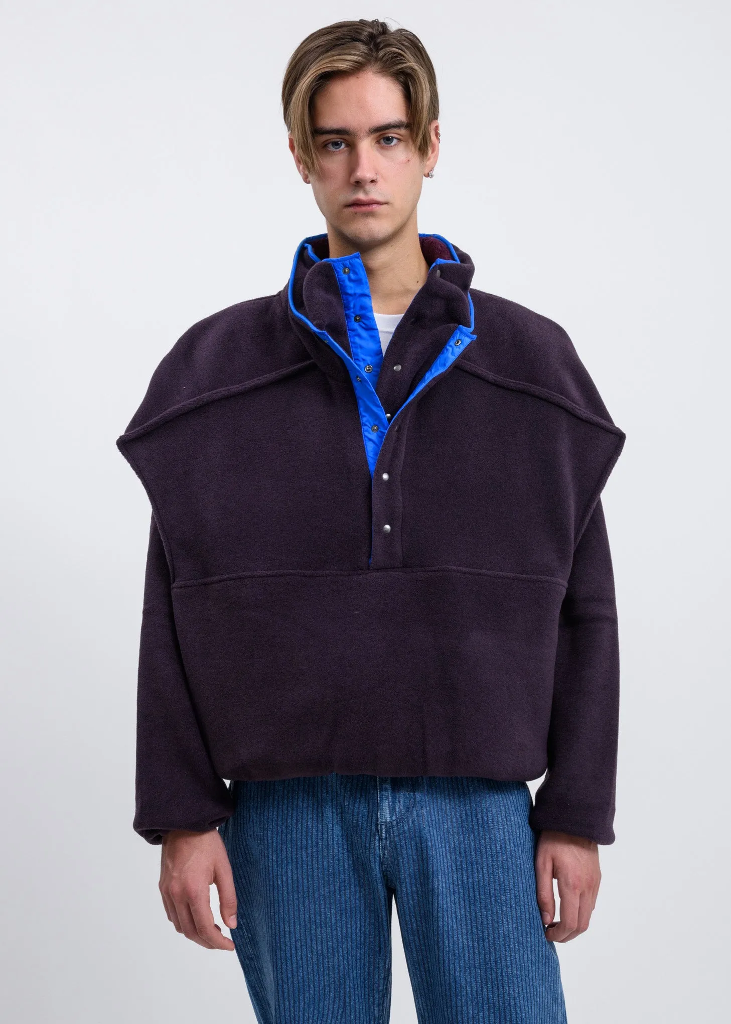 Purple Fleece Pop-Up Sweater