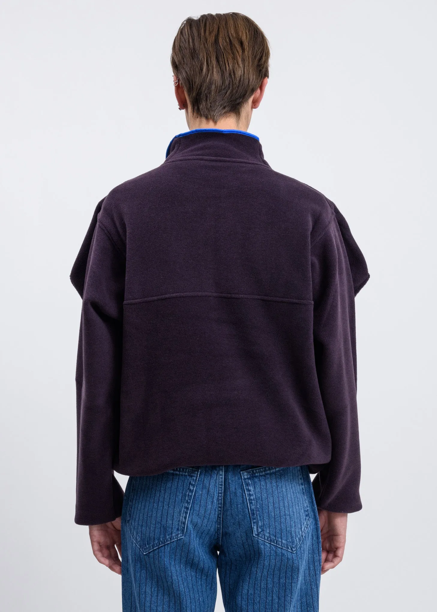 Purple Fleece Pop-Up Sweater