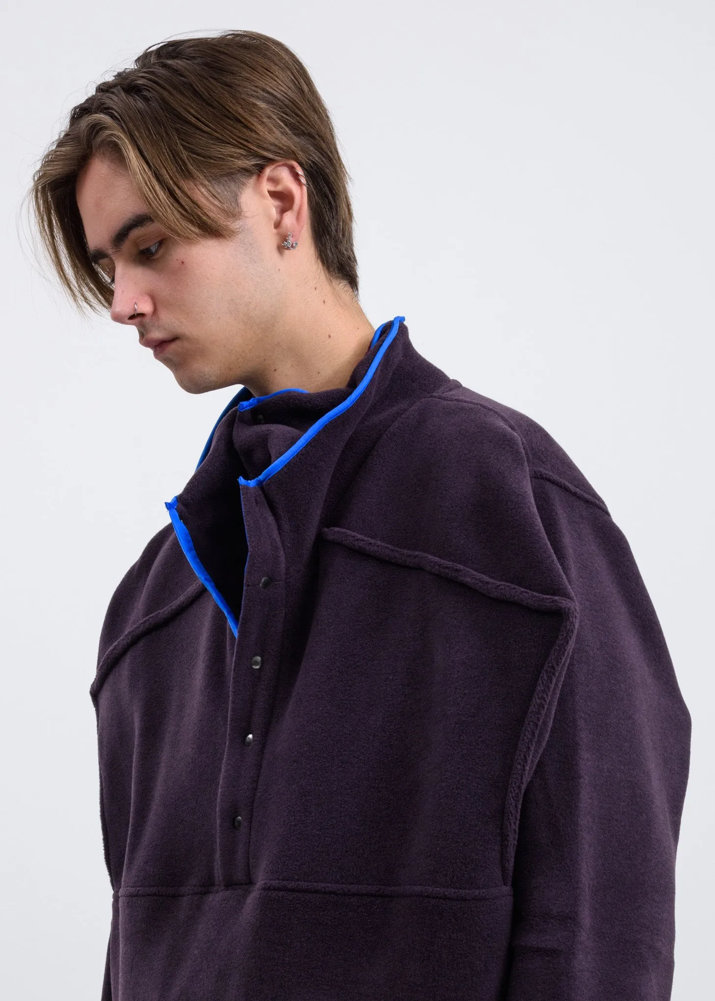 Purple Fleece Pop-Up Sweater