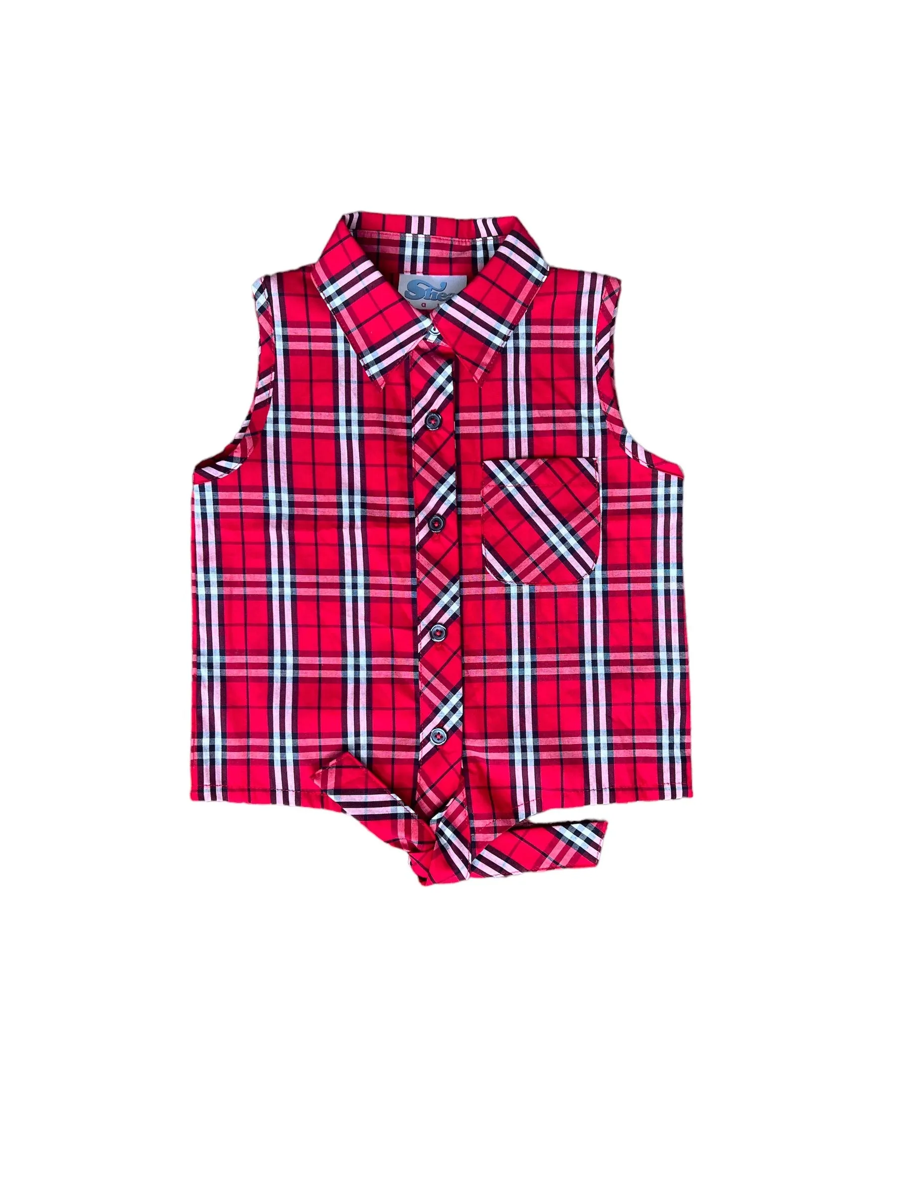 Red Plaid Tie Shirt Baby (0-18M)