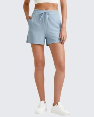 Ribbed Mid-Rise Drawstring Shorts