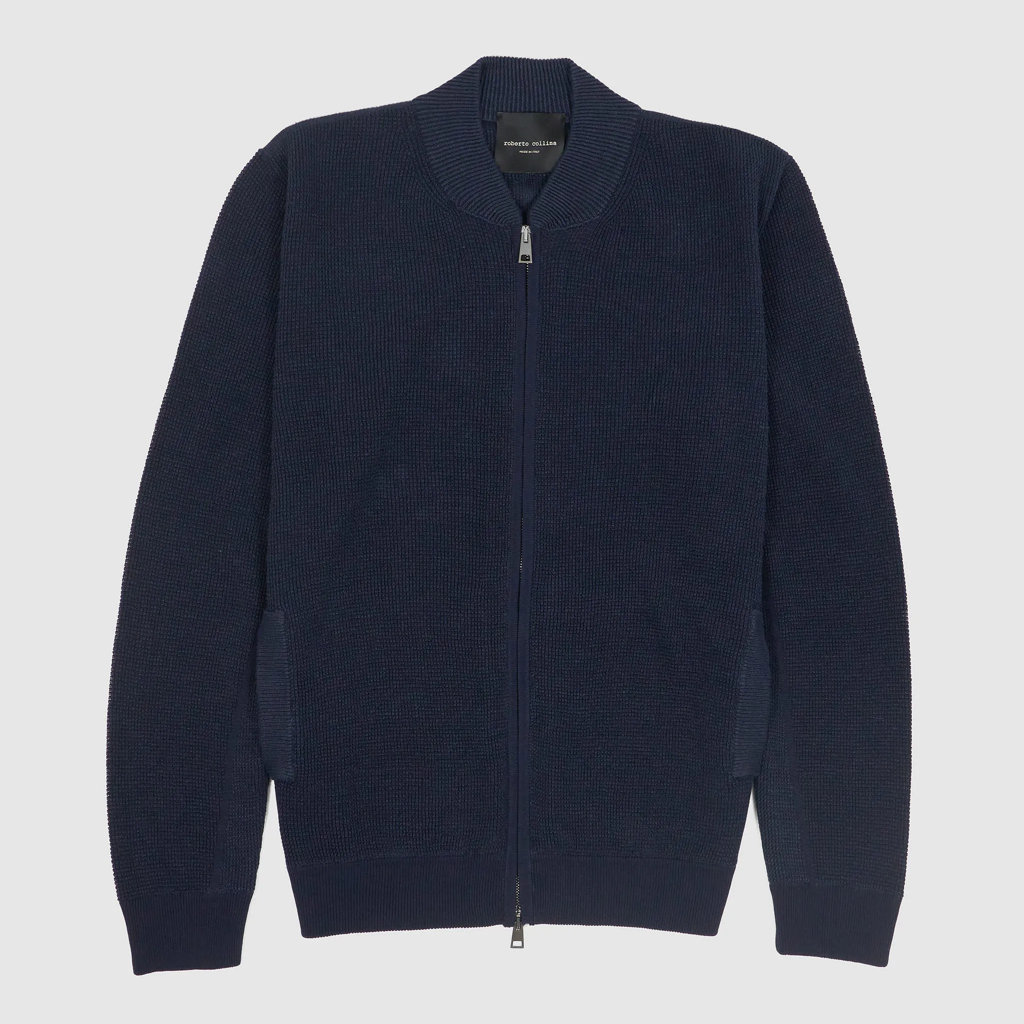 Roberto Collina Lightweight Cotton/ Linen  Knit Zipped Pique Cardigan