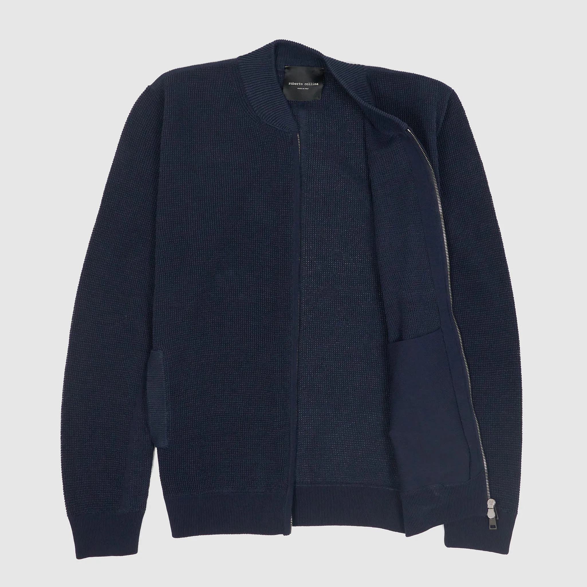 Roberto Collina Lightweight Cotton/ Linen  Knit Zipped Pique Cardigan